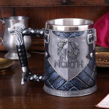 Keyfim Shop Game Of Thrones Stark "king In The North" 3D Tasarım Metal Görünümlü Kupa Bardak