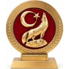 Evvel Zaman Antik Bozkurt Figürlü Ay Yıldız Masa Üstü Dekoratif Obje