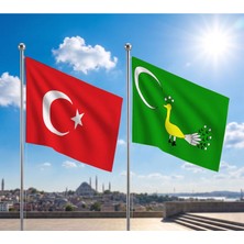 Punto Dizayn Gazneliler Devleti Bayrağı ve Alpaka Kumaş Türk Bayrağı 2'li Set 70x105cm