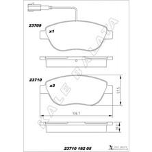 Kale Balata Almparca Ön Fren Balatasi Opel Combo D 12- Punto Evo 1.3-1.4-1.6d Mtj 09 - 500-500C 1.3dmj 10 - Grande Punto 1.6dmtj 09 -