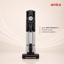 Arnica Solara Tower Otomatik Toz Boşaltma Istasyonlu Şarjlı Dik Süpürge | 400W Bldc Motor, Hepa 13 Filtre, 60 Dakika Çalışma Süresi
