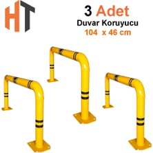 Hayat Trafik 3'lü Otopark Kolon Koruyucu Bariyer Seti, Metal Bariyer 104X46CM