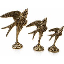 Evvel Zaman Antik Dekoratif Metal Kuş Figürü – Antik Gold Vintage Tasarım (3’lü Set)