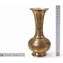 Evvel Zaman Antik El Işçiliği Pirinç Işlemeli Vintage Vazo
