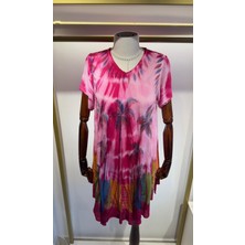 Jasminurgancy Ithal Pembe Batikli Standart Beden Elbise