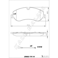 Kale Balata Almparca Ön Balata Ford Transit V363 14- -Transit Custom 2.2 Tdci 12- Kablolu