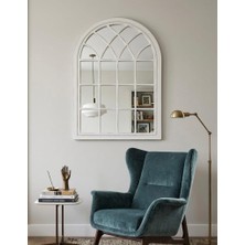 Mirsa Global Beyaz Pencere Model Dekoratif Duvar Aynası Modern, Country, Iskandinav, Bohem Salon Antre Yatak Odası Aynası Modern Ev Dekoru