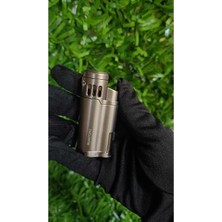 Quantoro Triple Torch – Üçlü Jet Alevli Gummetal Puro Çakmağı – Puro Delici ile Birlikte