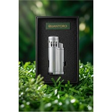 Quantoro Triple Torch – Üçlü Jet Alevli Gümüş Renkli Puro Çakmağı – Puro Delici ile Birlikte