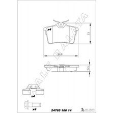 Kale Balata Almparca Arka Fren Balatasi P307 00-09 P308 07-14 Partner 08- Partner Tepee 08- Berlingo 08- C4 04-16 Xsara Picasso 99-11 Ds4 15-18