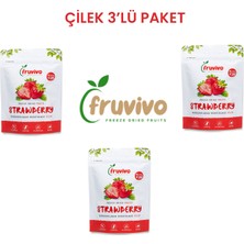 Fruvivo 3'lü Paket, Dondurularak Kurutulmuş Çilek, 15 gr  Vegan, Glutensiz Kurutulmuş Meyveler