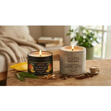 Aromatic Glow Ikili Mum Seti - Beton Saksıda ve Siyah Teneke Kapaklı (Koku Tercihi)