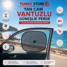 TUMKE Otomobil Yan Cam Güneş Önleyici Perde Pratik Katlanır Yan Cam Perdesi Vantuzlu Isı ve Uv Korumalı 2 Adet