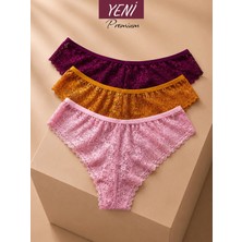 Valunor Lace Set Brazilian Stil Dantelli Kadın İç Giyim Lace Tanga Külot 3'lü Set
