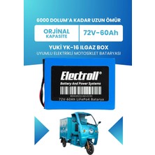 Electroll Yuki Yk-16 Ilgaz Box Uyumlu Batarya (Standart Kapasite) Lifepo4 72V 60AH Elektrikli Motosiklet Bataryası