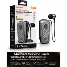 Azurtech Lkb-38 Bluetooth Kulaklık V5.4, Geri Çekilebilir Makaralı, 1440 Saat Bekleme, Hd Ses, Gürültü Engelleme