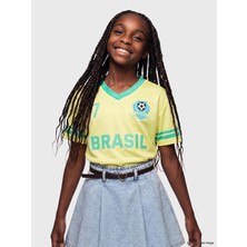 LC Waikiki Lcw Kids Sarı Brezilya Baskılı Kız Çocuk Forma Tişört