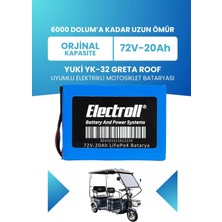 Electroll Yuki Yk-32 Greta Roof Uyumlu Batarya (Standart Kapasite) Lifepo4 72V 20AH Elektrikli Motosiklet Bataryası