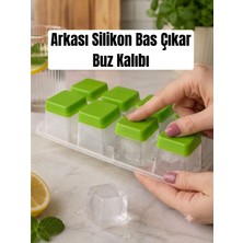 PudraLuna 8 Bölmeli Bas Çıkar Buz Kalıbı, Arkası Silikon Buz Kalıbı, 5x5 cm Buz Büyüklüğü