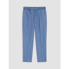 Lcw Modest Indigo Beli Lastikli Mom Fit Kadın Jean Pantolon