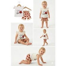 İkikareshop 9/24 Ay Uğur Böcekli Fırfır Şortlu Bebek Takımı