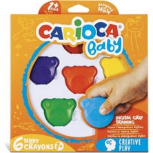 Carioca Teddy Bebek Crayons Boya 6lı Renkli Mum Kalemi 1 Yaş ve Üzeri İçin Eğlenceli Çizim