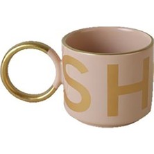 Keramika Gold Motto Halka Kulp Kupa 8 cm 5 Adet