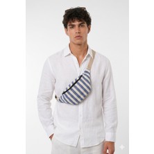 The Modawest Unisex Çizgili Desenli Dokuma Bel ve Omuz Çantası