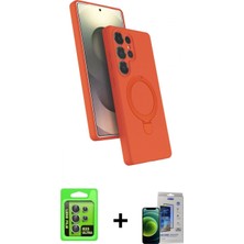 Pileli Store Pilelistore™ Galaxy S23 Ultra Kılıf Iz Işık Koleksiyonu - Siyah Durable Full Glue Curved Cam + Raze Metal Kamera Lens - Yl