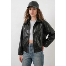 Zuzudan Kadın Klasik Yaka Oversize Siyah Ceket