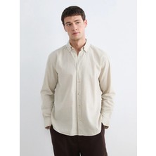 Lcw Vision Bej Regular Fit Keten Karışımlı Erkek Gömlek