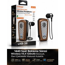 Azurtech Lkb-38 Bluetooth Kulaklık V5.4, Geri Çekilebilir Makaralı, 1440 Saat Bekleme, Hd Ses, Gürültü Engelleme