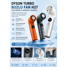 Azurtech Turbo Buzlu Fan H27 Dijital Ekranlı Şarjlı Mini El Vantilatörü – 100 Kademeli Ayar, 3000MAH Batarya, Type-C Şarj