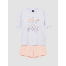 LC Waikiki Lc Waıkıkı Pembe Bisiklet Yaka Baskılı Kız Çocuk Şortlu Pijama Takımı
