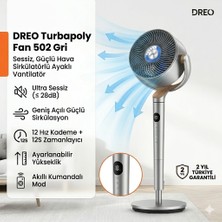 Dreo Turbapoly Fan Gri Sessiz Hava Sirkülatörlü Ayaklı Vantilatör