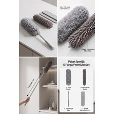 Vivenda 4 Parça Premium Mikrofiber Toz Alma Seti, Teleskopik Saplı Toz Alıcı Ev Temizlik Fırçası Seti