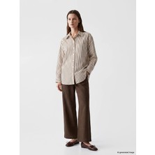 Lcw Modest Kahverengi Beli Lastikli Kadın %100 Keten Pantolon