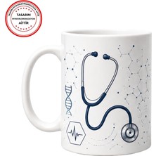 SARUHAN CONCEPT Kişiye Özel Doktor Temalı Geometrik Kalp ve Stetoskop Tasarımlı Kupa Bardak,