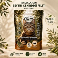 Olivia Cat Litter Olivia Topaklanan Zeytin Çekirdeği Pelet Kedi Kumu 10 Litre Parfümsüz Tozsuz Doğal Kullanım