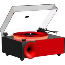 Fennessy I5S Bluetooth Hoparlörlü 45W Hi-Fi Işıklı Retro Pikap Plakçalar Turntable, Kırmızı