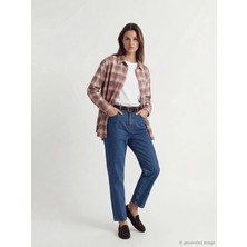 Lcw Modest Indigo Mom Fit Kadın Jean Pantolon