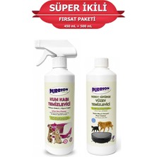 Purrion Natura Kum Kabı Temizleyici ve Robot Süpürge Yüzey Temizleyici Süper 2'li Fırsat Paketi (450 ml + 500 Ml)