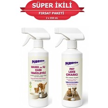 Purrion Natura Mama ve Su Kabı Temizleyici ve Pet Leke Çıkarıcı Süper 2'li Fırsat Paketi (2 x 450 Ml)