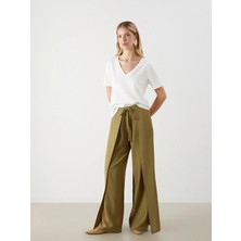 Lcw Vision Haki Beli Lastikli Geniş Paça Kadın Pantolon