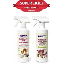 Purrion Natura Kum Kabı Temizleyici ve Mama ve Su Kabı Temizleyici Süper 2'li Fırsat Paketi (2 x 450 Ml)