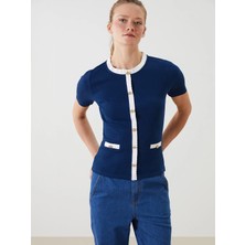 LC Waikiki Lcwaıkıkı Classic Lacivert Bisiklet Yaka Kadın Bluz