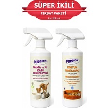 Purrion Natura Mama ve Su Kabı Temizleyici ve Koltuk Temizleyici Süper 2'li Fırsat Paketi (2 x 450 Ml)