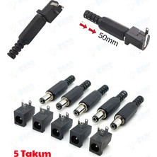 Fano (5takım)3 Pin Dc Güç Konektörü Pcb Dayanağı Dişi Fiş Jakı + 10 Adet 5.5mm x 2.1mm