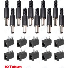 Fano (10Takım)3 Pin Dc Güç Konektörü Pcb Dayanağı Dişi Fiş Jakı + 10 Adet 5.5mm x  2.1mm