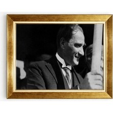 Tablore Mustafa Kemal Atatürk Siyah Beyaz Portresi Altın Çerçeveli Kanvas Tablo